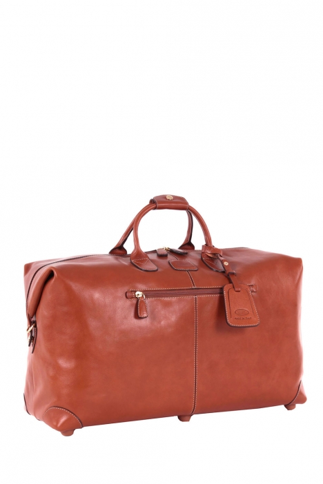 0202 Bric's Life Pelle Seyahat Çantası 55x32x20 cm Taba / Leather