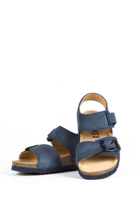 0229 Ch-Kifidis Çocuk Sandalet 31-35 Nubuk Mavi / Nubuck Blue
