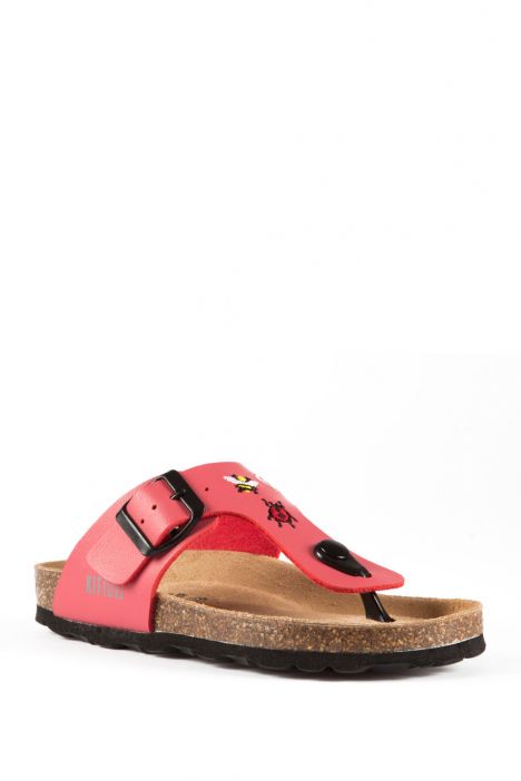 0712 Kifidis-Ch Çocuk Terlik 31-35 Red Bordado