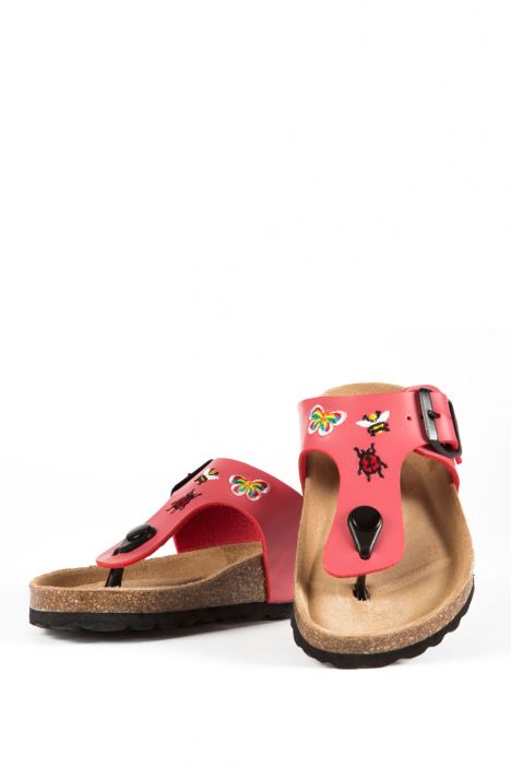 0712 Kifidis-Ch Çocuk Terlik 31-35 Red Bordado