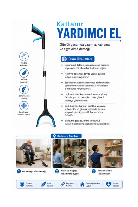 07 Kifidis Katlanır Yardımcı El 83 cm STD