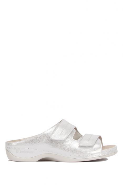 1002 Berkemann Daria Kadın Anatomik Deri Terlik 3.0-8.5 Silber/Glitter-Leder