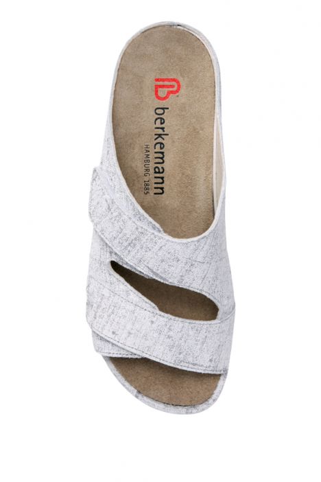 1002 Berkemann Daria Kadın Anatomik Deri Terlik 3.0-8.5 Washed gray linen-Leder