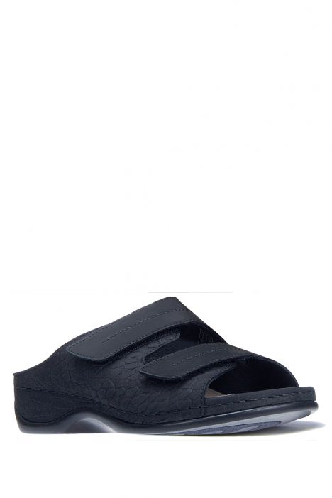1002 Berkemann Daria Kadın Anatomik Deri Terlik 3.0-8.5 Daria/Black Crocoile-Black Nubuck - 928
