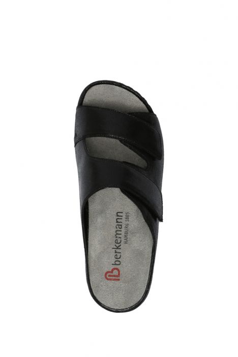 1002 Berkemann Daria Kadın Anatomik Deri Terlik 3.0-8.5 Schwarz/glitter leder stretch
