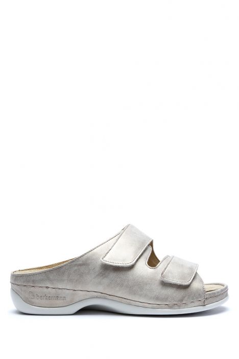 1002 Berkemann Daria Kadın Anatomik Deri Terlik 3.0-8.5 Dusty silver - leather - 611B