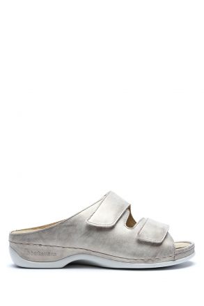 1002 Berkemann Daria Kadın Anatomik Deri Terlik 3.0-8.5 Dusty silver - leather - 611B