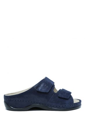 1002 Berkemann Daria Kadın Anatomik Deri Terlik 3.0-8.5 Tiefblau - Leder - 335