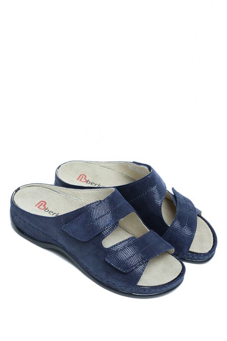 1002 Berkemann Daria Kadın Anatomik Deri Terlik 3.0-8.5 Tiefblau - Leder - 335