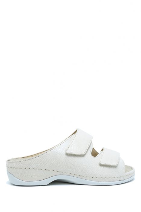 1002 Berkemann Daria Kadın Anatomik Deri Terlik 3.0-8.5 Elfenbein - Leder - 606