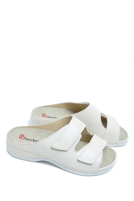 1002 Berkemann Daria Kadın Anatomik Deri Terlik 3.0-8.5 Elfenbein - Leder - 606