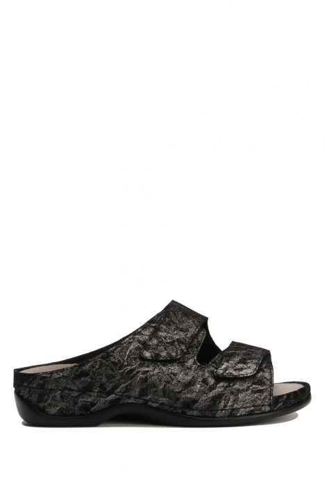 1002 Berkemann Daria Kadın Anatomik Deri Terlik 3.0-8.5 955 Crushed Black/Black-Leder