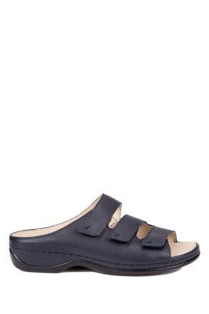 1007 Berkemann Franziska Kadın Anatomik Deri Terlik 3.0-8.5 Navy Soft Sportnappa - 301