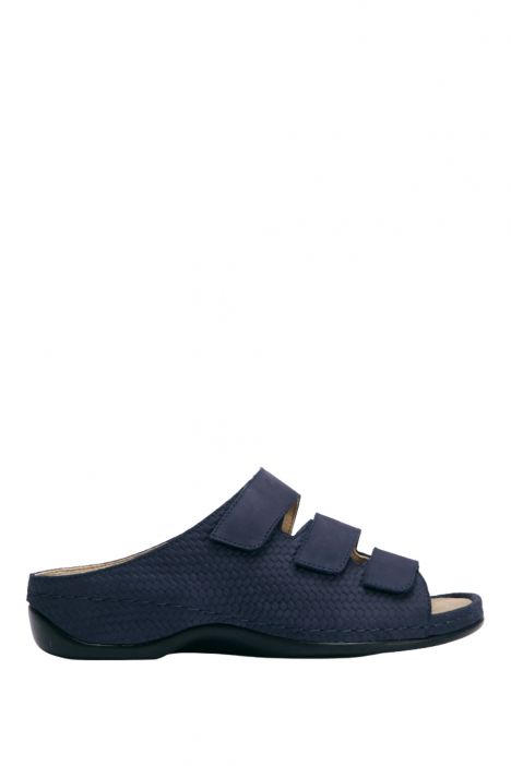 1007 Berkemann Franziska Kadın Anatomik Deri Terlik 3.0-8.5 Blue Strukturled/Nub. - 397