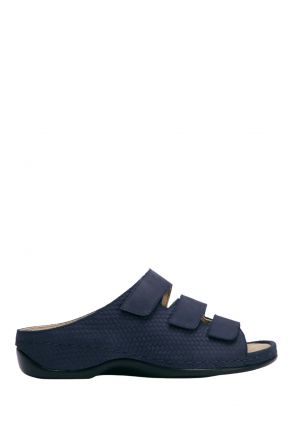 1007 Berkemann Franziska Kadın Anatomik Deri Terlik 3.0-8.5 Blue Strukturled/Nub. - 397