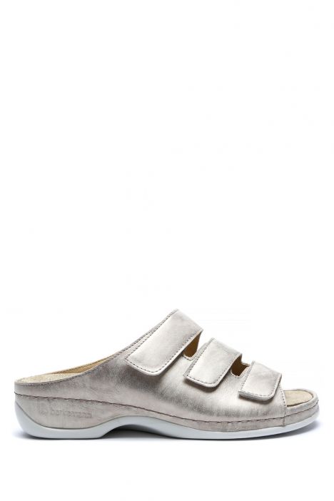 1007 Berkemann Franziska Kadın Anatomik Deri Terlik 3.0-8.5 Dusty silver - leather - 611B