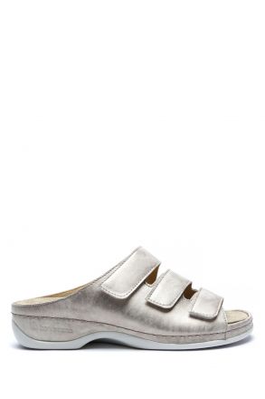 1007 Berkemann Franziska Kadın Anatomik Deri Terlik 3.0-8.5 Dusty silver - leather - 611B