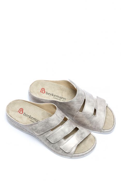 1007 Berkemann Franziska Kadın Anatomik Deri Terlik 3.0-8.5 Dusty silver - leather - 611B
