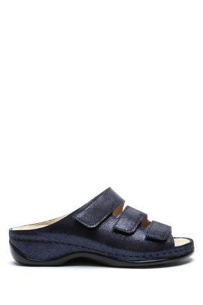 1007 Berkemann Franziska Kadın Anatomik Deri Terlik 3.0-8.5 Night blue - leather -330