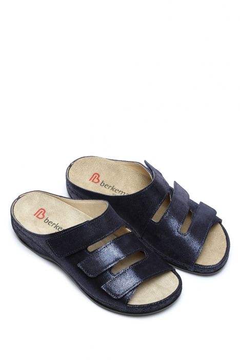 1007 Berkemann Franziska Kadın Anatomik Deri Terlik 3.0-8.5 Night blue - leather -330