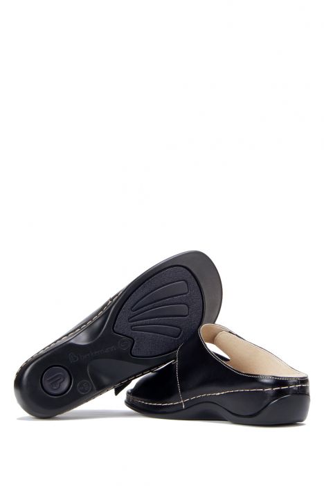 1007 Berkemann Franziska Kadın Anatomik Deri Terlik 3.0-8.5 Schwarz Softleder - 903