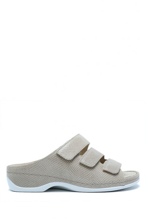 1007 Berkemann Franziska Kadın Anatomik Deri Terlik 3.0-8.5 Beige/shiny - Leder - 736