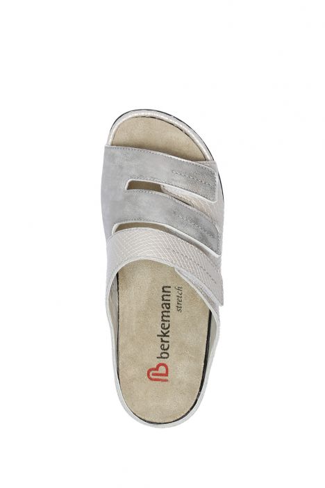 1013 Berkemann Andrea Kadın Anatomik Deri Terlik 3.0-8.5 Gray - embossed leather/stretch - 613