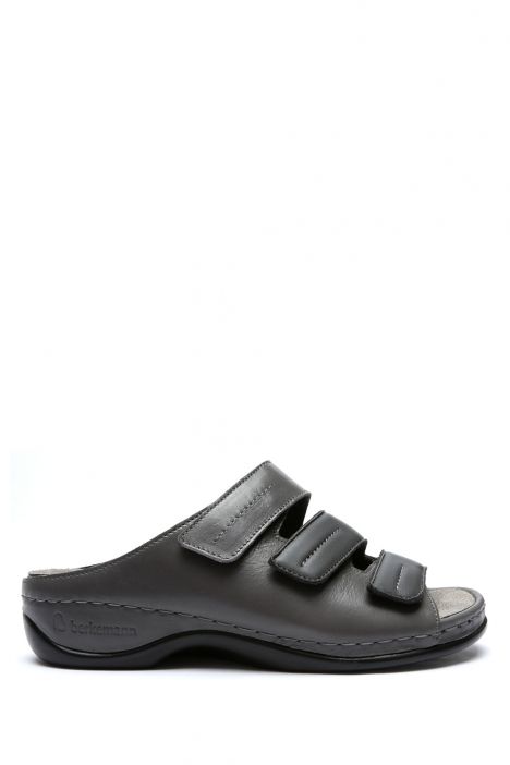 1013 Berkemann Andrea Kadın Anatomik Deri Terlik 3.0-8.5 grau/anthrazit - Leder/Stretch