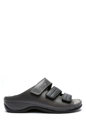 1013 Berkemann Andrea Kadın Anatomik Deri Terlik 3.0-8.5 grau/anthrazit - Leder/Stretch