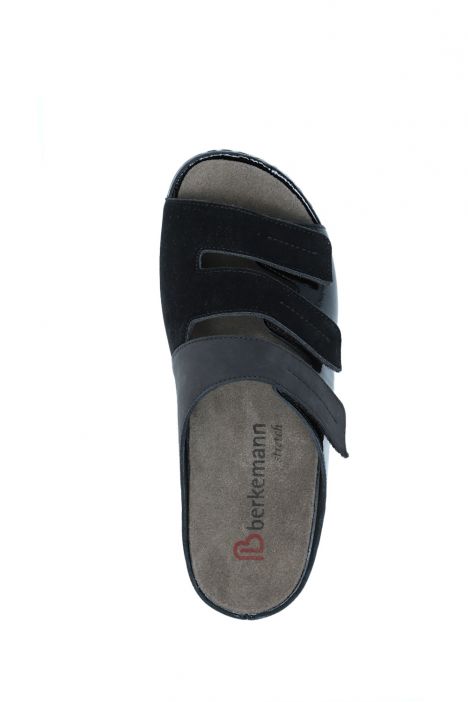1013 Berkemann Andrea Kadın Anatomik Deri Terlik 3.0-8.5 Schwarz-Nubuk/Lack - B-919