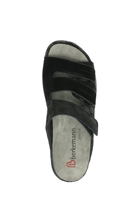 1013 Berkemann Andrea Kadın Anatomik Deri Terlik 3.0-8.5 Black/Flora Leather/Stretch - 059
