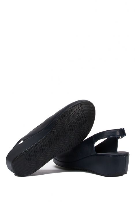 1017-AT Kifidis Alegre Kadın Deri Anatomik Topuklu Sandalet 36-40 - BT Lacivert / Navy