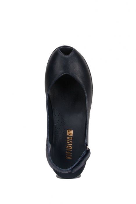 1017-AT Kifidis Alegre Kadın Deri Anatomik Topuklu Sandalet 36-40 - BT Lacivert / Navy