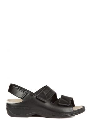 1020 Berkemann Sofie Kadın Anatomik Sandalet 3.0-8.5 Schwarz Leder/Strc. - 906