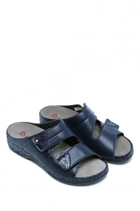 1021 Berkemann Finja Kadın Anatomik Terlik 3.0-8.5 Dunkelblau/shiny-Leder/Stretch - 387D