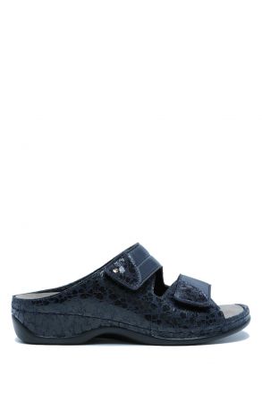 1021 Berkemann Finja Kadın Anatomik Terlik 3.0-8.5 Dunkelblau/shiny-Leder/Stretch - 387D