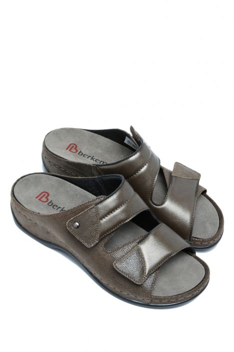 1021 Berkemann Finja Kadın Anatomik Terlik 3.0-8.5 Braun/Glitter - Leder/Stretch - 452