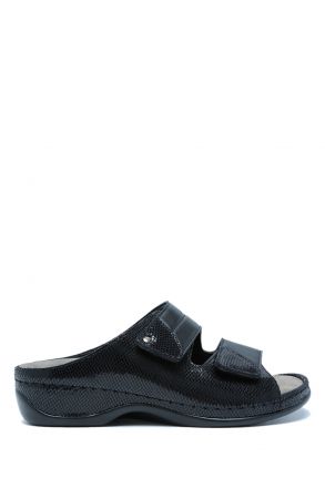 1021 Berkemann Finja Kadın Anatomik Terlik 3.0-8.5 Schwarz/Metallic - Leder/Stretch - 912