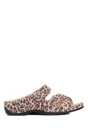 1023 Berkemann Felia Kadın Anatomik Terlik 3.0-8.5 Vanille-Leder/Leoprint - 772