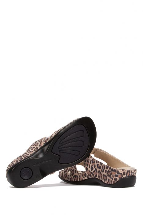 1023 Berkemann Felia Kadın Anatomik Terlik 3.0-8.5 Vanille-Leder/Leoprint - 772
