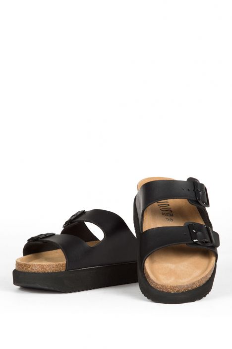 10260 Ch-Kifidis Soft Step Kadın Çift Bantlı Mantar Terlik 36-42 Siyah / Black