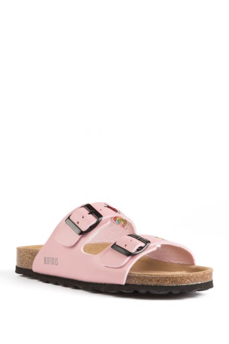 10260 Ch-Kifidis Soft Step Kadın Çift Bantlı Mantar Terlik 36-42 Pink Bordado