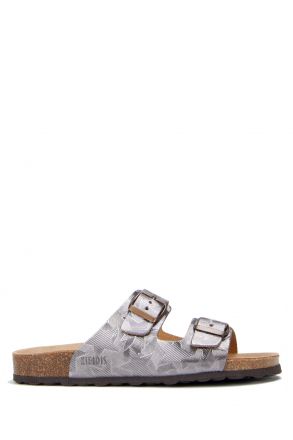 10260 Ch-Kifidis Soft Step Kadın Çift Bantlı Mantar Terlik 36-42 SILVER - 399