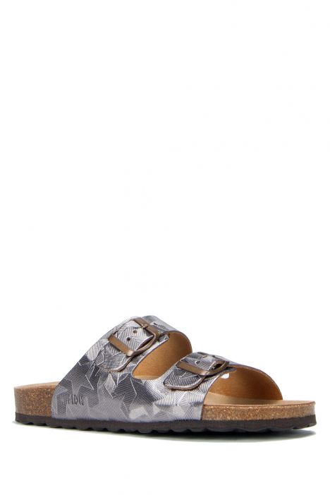 10260 Ch-Kifidis Soft Step Kadın Çift Bantlı Mantar Terlik 36-42 SILVER - 399