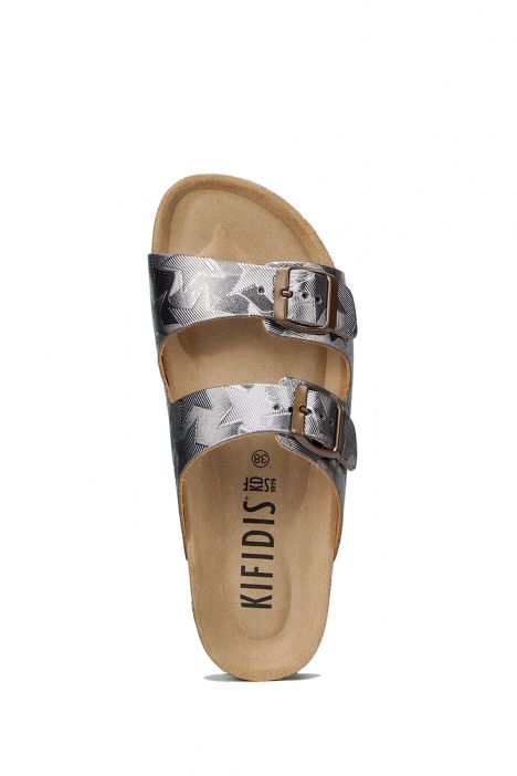 10260 Ch-Kifidis Soft Step Kadın Çift Bantlı Mantar Terlik 36-42 SILVER - 399