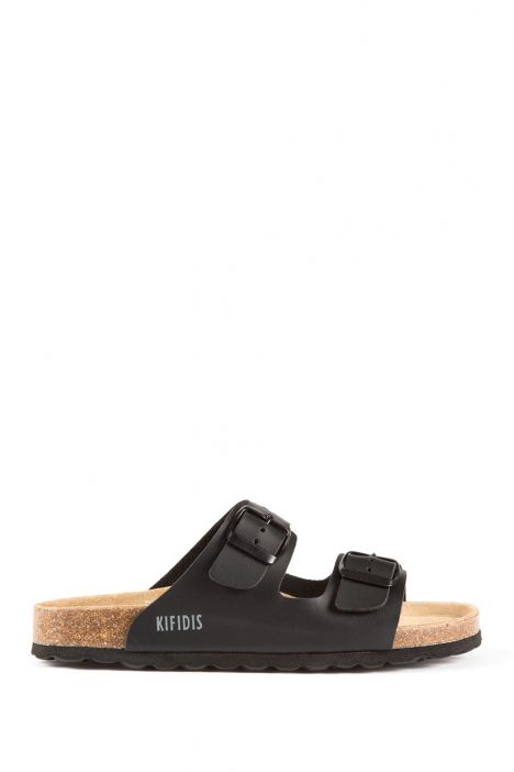 10260 Ch-Kifidis Soft Step Kadın Çift Bantlı Mantar Terlik 36-42 Black Bordado