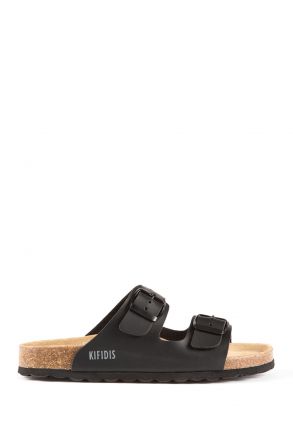 10260 Ch-Kifidis Soft Step Kadın Çift Bantlı Mantar Terlik 36-42 Black Bordado