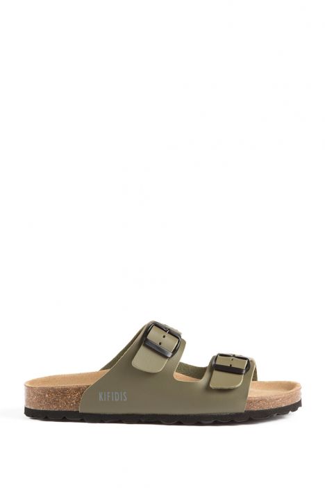 10260 Ch-Kifidis Soft Step Kadın Çift Bantlı Mantar Terlik 36-42 Khaki Bordado