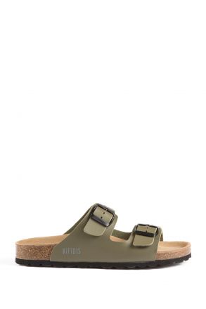 10260 Ch-Kifidis Soft Step Kadın Çift Bantlı Mantar Terlik 36-42 Khaki Bordado