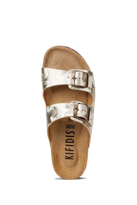 10260 Ch-Kifidis Soft Step Kadın Çift Bantlı Mantar Terlik 36-42 GOLD - 399